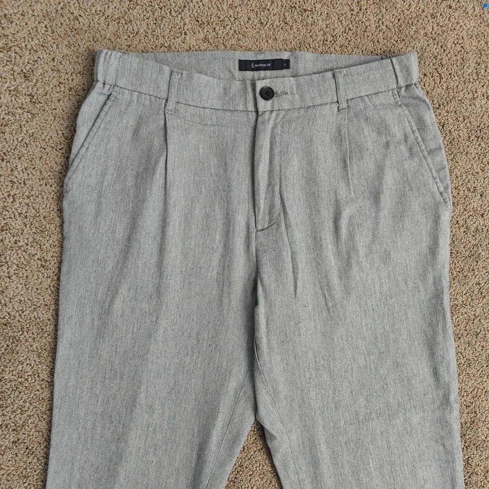 Rageblue Mens Gray Pleated Tapered Trousers Elastic Waist Cuffed Pants Size L
